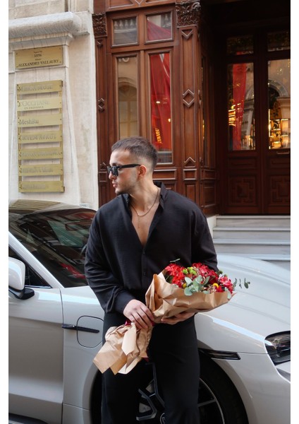 Zoro Erkek Extra Soft Keten Görünümlü Gömlek Uzun Kollu, Hafif Dokulu indirimleri