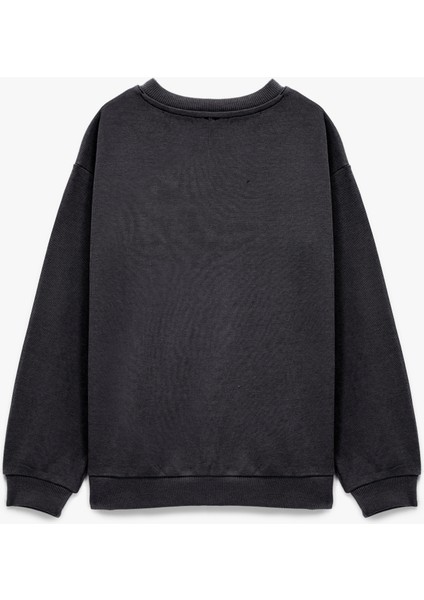 Uzun Kollu Bisiklet Yaka Baskılı Pamuklu Sweatshirt fiyatları