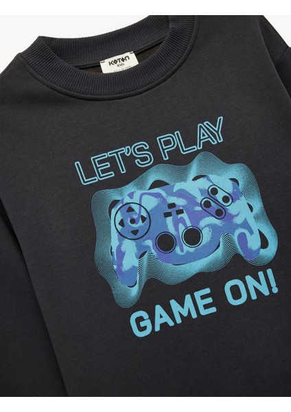 Uzun Kollu Bisiklet Yaka Baskılı Pamuklu Sweatshirt modelleri