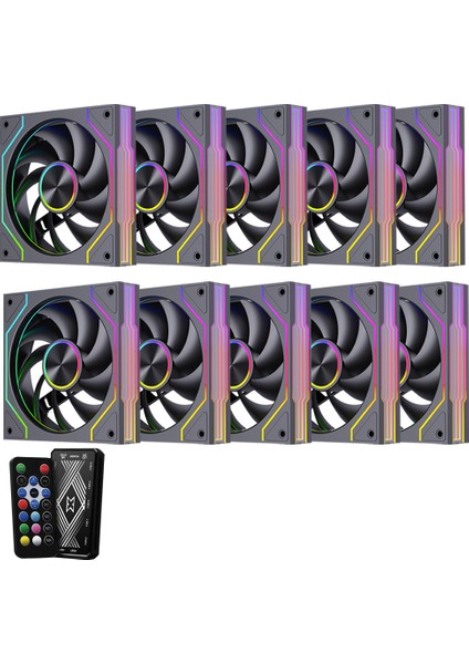 Fresh X1 10'lu Set Kumandalı Argb 120MM Kasa Fanı 6 Pin Siyah
