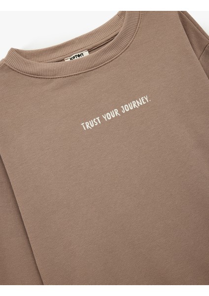 Pamuklu Uzun Kollu Bisiklet Yaka Baskılı Sweatshirt modelleri