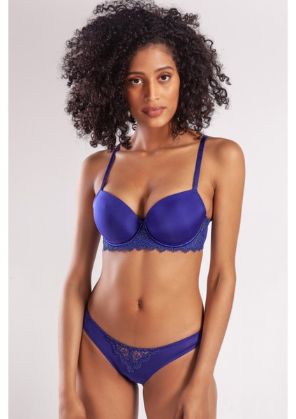Golshan Garland Big Size Plunge Bra, Saks Mavi Konforlu ve Şık Sütyen indirimleri