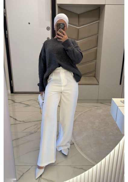 Kadın Beyaz Palazzo Pantolon