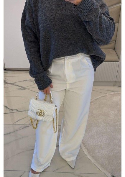 Kadın Beyaz Palazzo Pantolon modelleri