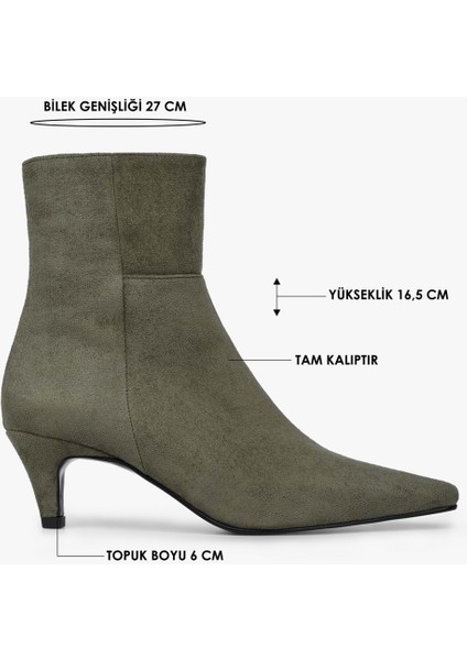Kadın Noria Yağ Yeşili Süet Kısa Topuklu Bot fiyatları