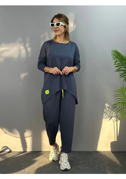 Mdb Kadın Iki Iplik Viskon Pamuk Kumaş Arma Detaylı Ikili Takım