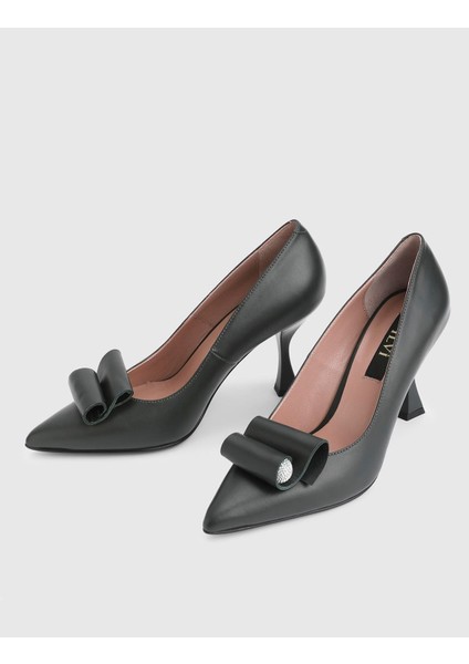 Brody Hakiki Deri Yeşil Kadın Topuklu Ayakkabı