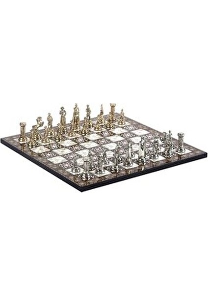 Metal İngiliz Satranç Takımı Parlak Sedef Tahtası ile Orta Boy 37x37 cm fiyatları