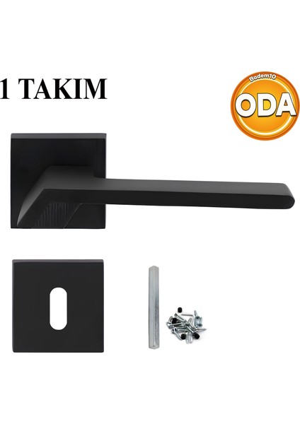 Kare Rozetli Oda Kapı Kolu Mat Siyah Sağa Sola Uygun Ön Arka Oda Kapısı 1 Takım fiyatları