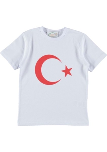 402371 Türk Bayrak Baskılı Tişört 6/9 Yaş - Kırmızı - 6-7 Yaş