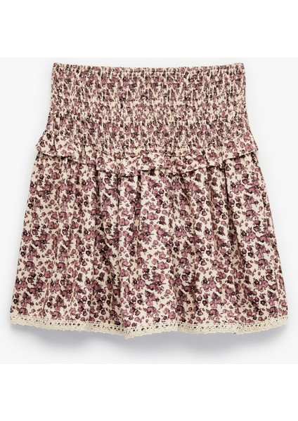 Gipeli Katmanlı Çiçek Desenli Viskon Etek fiyatları