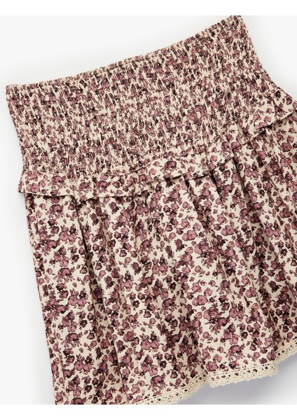 Gipeli Katmanlı Çiçek Desenli Viskon Etek modelleri