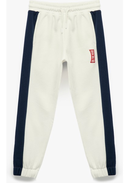 Üç Iplik Şardonlu Cepli Beli Lastikli Renk Kontrastlı Jogger Eşofman Altı