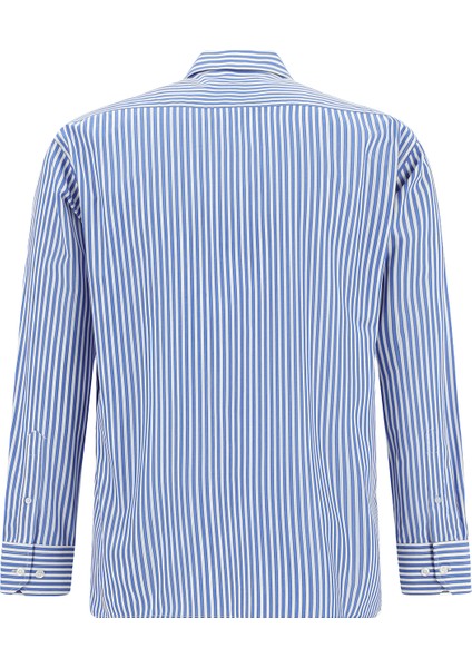 Uzun Kol Klasik Çizgili Pamuk Gömlek