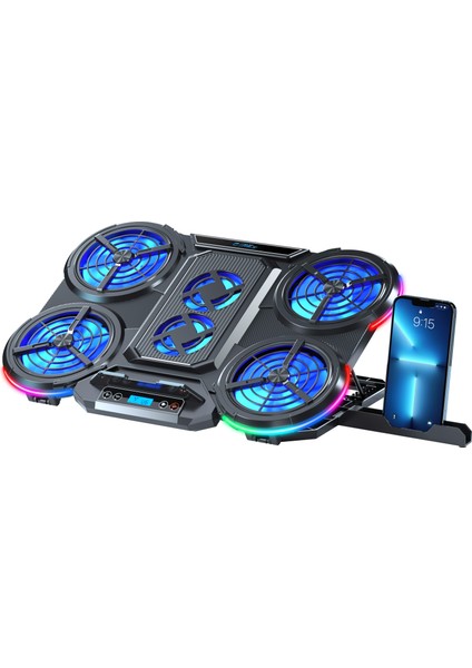 Frost Gt6 6x Big Turbo LED Fan - 10 Modlu Rgb - LCD Ekran - Ayarlabilir Fan Hızı & 7 Farklı Stand Yükseklik Kademesi – 2x USB - Özel Tasarım Notebook Soğutucu - Siyah (13"-17" Boyut Destekli) fiyatları