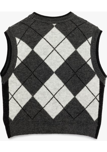 Baklava Desenli Kolsuz Bisiklet Yaka Triko Süveter fırsatları