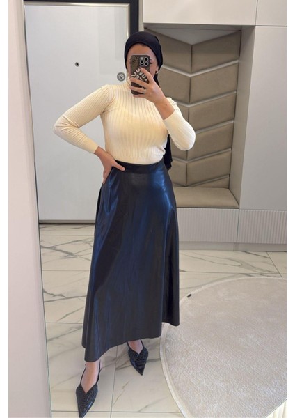 Kadın Siyah Deri Etek fırsatları