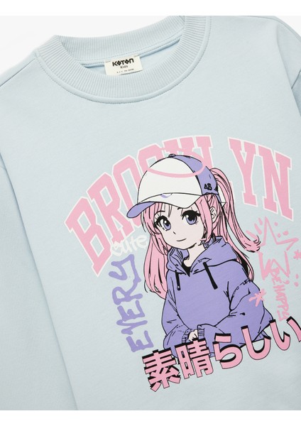 Pamuklu Uzun Kollu Bisiklet Yaka Baskılı Sweatshirt modelleri