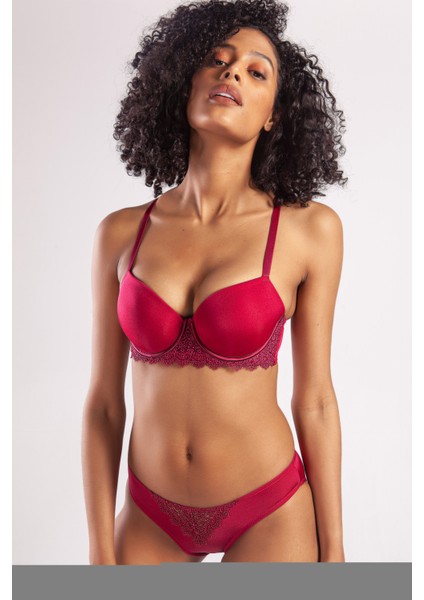 Golshan Garland Big Size Plunge Bra, Şarap Rengi Konforlu ve Şık Sütyen modelleri