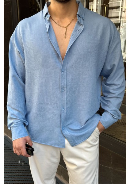 Zoro Erkek Extra Soft Keten Görünümlü Gömlek Uzun Kollu, Hafif Dokulu