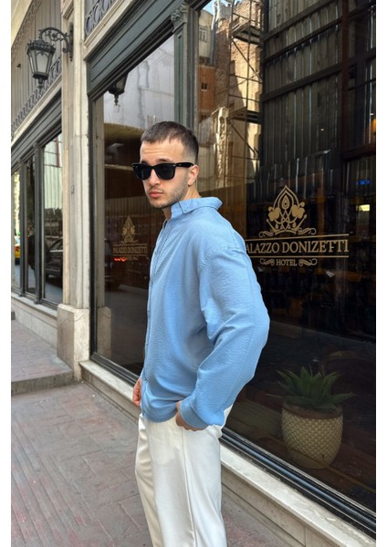 Zoro Erkek Extra Soft Keten Görünümlü Gömlek Uzun Kollu, Hafif Dokulu modelleri