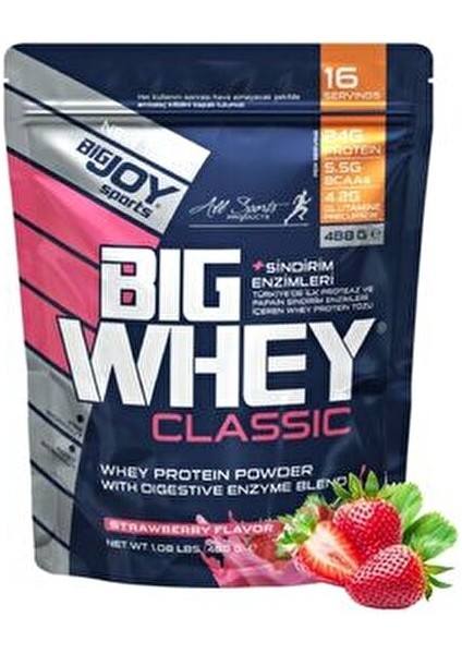 Sports Doypack Bigwhey Çilek Aromalı Whey Protein 488 g 16 Servis Yüksek Protein İçeriği fiyatları