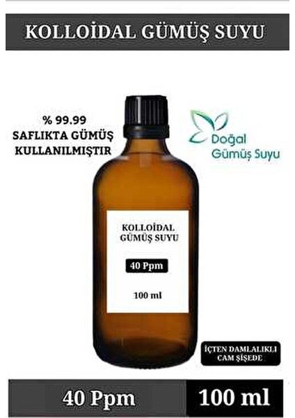 Kolloidal Gümüş Suyu 40 PPM 100 ml Cilt Üzerinde Sakinleştirici Etki Sağlar fiyatları