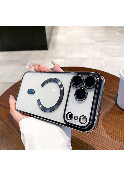 Apple iPhone 17 Pro Max Için Magsafe ile Uyumlu Kılıf Kamera Lensli Korumalı Şeffaf Silikon Kapak