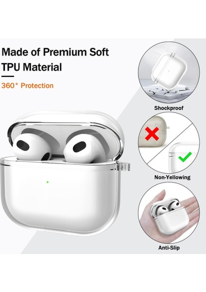 Apple Airpods 3. Nesil ile Uyumlu Kılıf Kristal Silikon Şeffaf Case modelleri