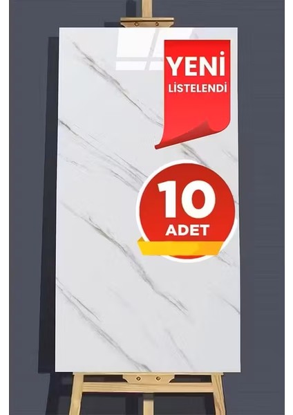 10 Adet 30X60 cm Beyaz Mermer Desenli Kendinden Yapışkanlı Seramik Köpük Banyo Wc Kaplama Pvc Duvar Paneli