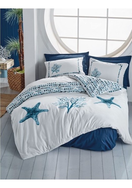 Cotton Box Maritime Ranforce Nevresim Takımı Tek Kişilik Star Lacivert