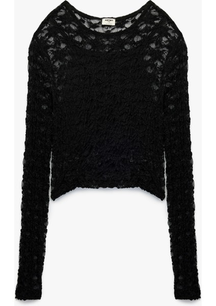 Uzun Kollu Askılı Atlet Detaylı Bisiklet Yaka Bluz