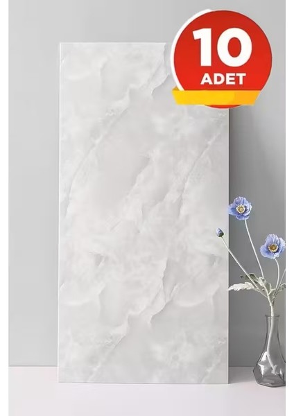 10 Adet 30x60 Cm Gri Bulut Mermer Desenli Kendinden Yapışkanlı Mutfak Banyo Wc Kaplama Duvar Paneli