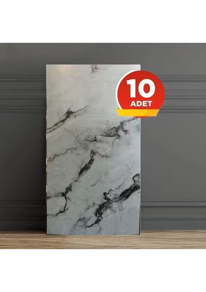 10 Adet 30X60 cm Sedef Mermer Desenli Kendinden Yapışkanlı Seramik Köpük Banyo Wc Kaplama Pvc Duvar Paneli