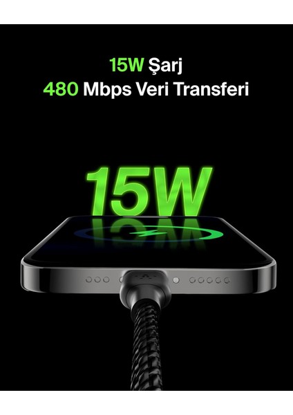 Boost Şarj Örgülü Usb-C Kablosu 3 M, Siyah fiyatları