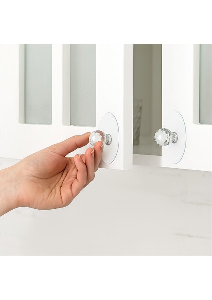 ® 4 Adet Kristal Kendinden Yapışkanlı Kulp Askısı Tutma Kolu