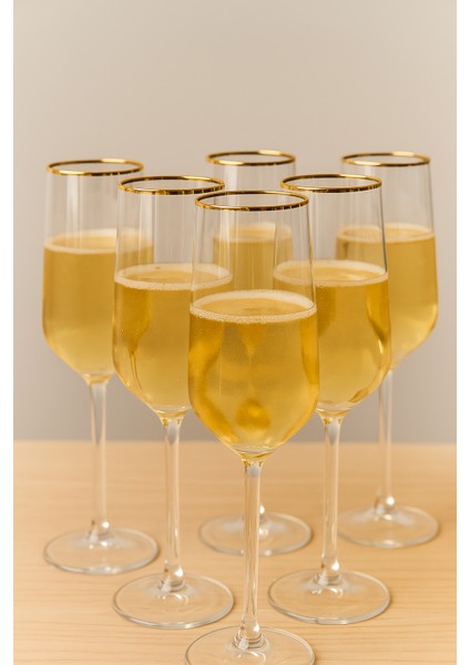 Flüt Ayaklı Bardak Altın Yaldızlı 195 cc 6 Adet fiyatları