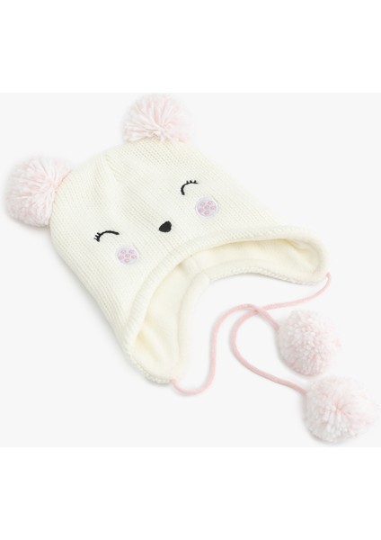 Ponponlu Nakış Detaylı Kedi Figürlü Örgü Bere fiyatları