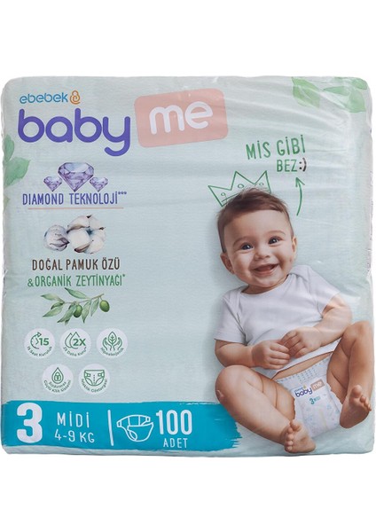 Midi 3 Numara Bebek Bezi 4-9 kg 100 Adet