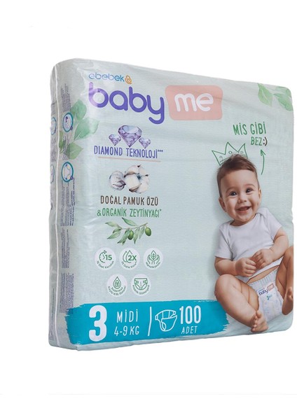 Midi 3 Numara Bebek Bezi 4-9 kg 100 Adet fiyatları