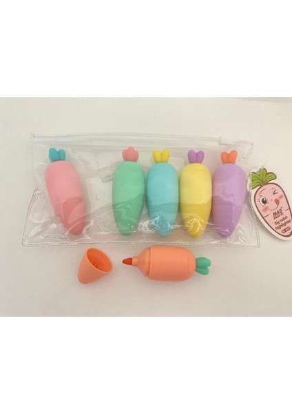 Havuç Tasarımlı Fosforlu Kalem Seti