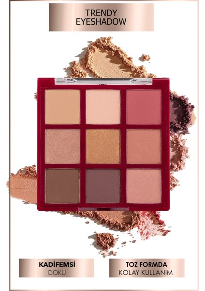 Trendy Eyeshadow 9 Colors / Trendy Far Paleti 9 Renk / Trendy Göz Farı 9 Renk modelleri