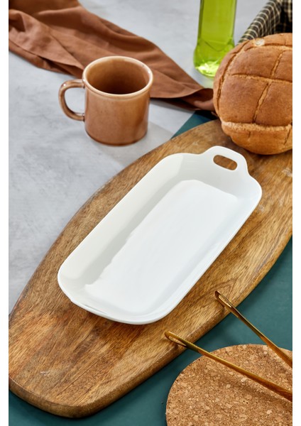 Porselen Uzun Kulplu Sunum Tabağı ve Kahvaltılık 31X13,5X3,5 cm