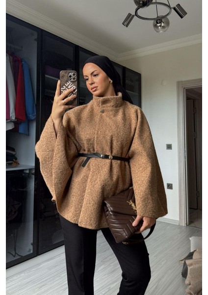 Kadın Camel Yarasa Kol Kırçıllı Kaban modelleri