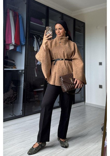 Kadın Camel Yarasa Kol Kırçıllı Kaban indirimleri