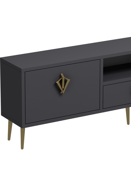 1313DROPDD-32 Tv Sehpası Antrasit-Altın indirimleri