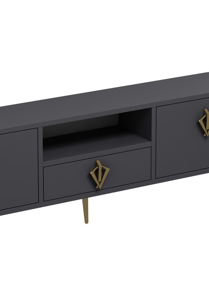 1313DROPDD-32 Tv Sehpası Antrasit-Altın