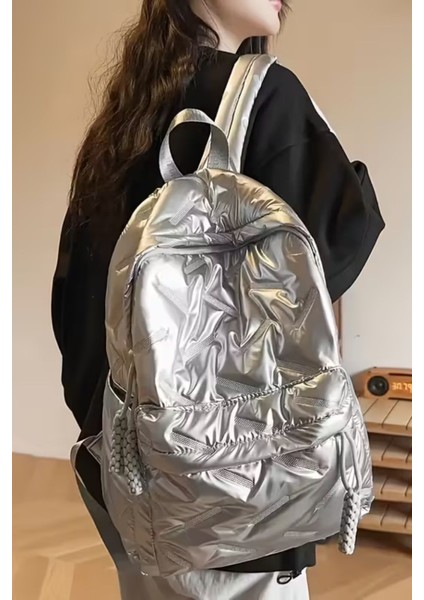Parlak Sırt Çantası Gümüş fiyatları