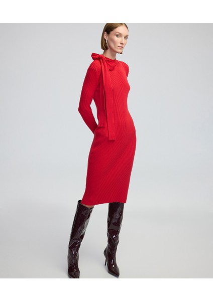 Boyundan Bağlamalı Triko Elbise IW6240002300034
