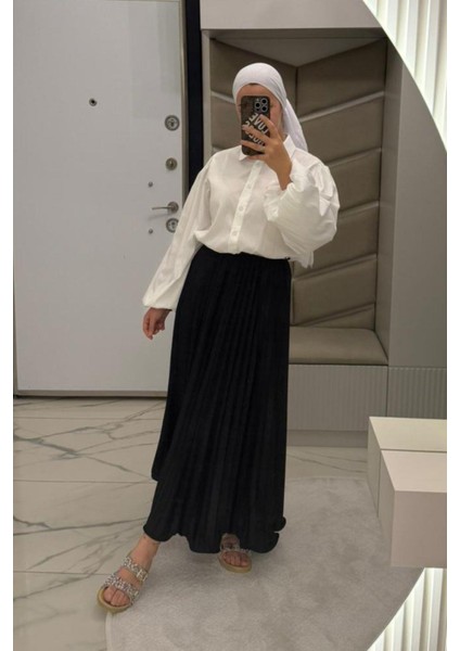 Kadın Siyah Piliseli Paçası Fırfırlı Etek modelleri